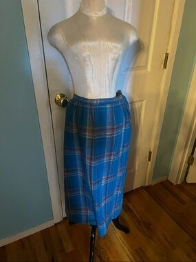 Pendleton Turquoise Plaid Midi Skirt